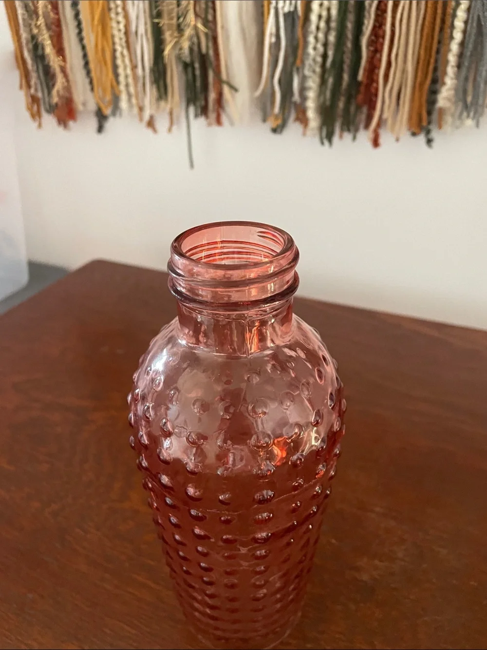 Textured Pink Glass Decorative Vase